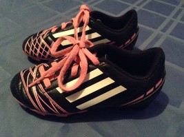 Adidas cleats Girls Size 10.5 black pink soccer baseball softball  shoes... - £19.66 GBP