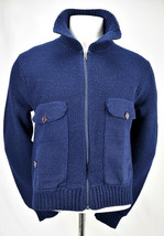 Vintage JC Penny Acrylic Mock Neck Zip Up Sweater M Unisex - £30.29 GBP