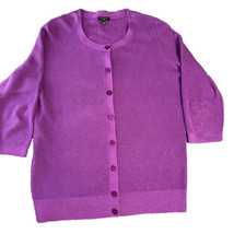 Talbots Cardigan Women’s Size X 10-12 Button Up 3/4 Sleeve Sweater Purple Crew - £8.47 GBP