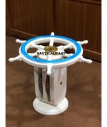 Nautical Wooden Distressed White Ship Wheel Table Home Decor Coffee Tabl... - £432.54 GBP