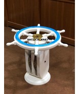 Nautical Wooden Distressed White Ship Wheel Table Home Decor Coffee Tabl... - $10,453.77 MXN