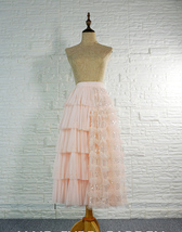 Blush Midi Tulle Skirt Outfit Women Plus Size Fluffy Tiered Tulle Skirt image 2