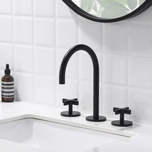 Indare 8-Inch Brass Widespread Faucet For Bathroom Sink 3, Pb, Matte Black. - £91.99 GBP