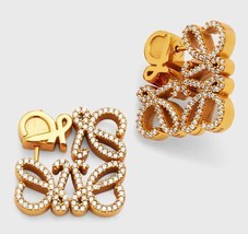 Vintage Stud Drop Hoop Earrings Luxury Designer Ganni Anine Miu Swarovski Bing - £18.84 GBP