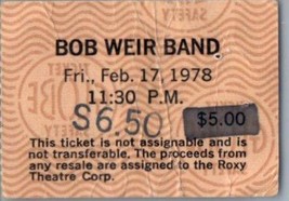 Bob Weir Band Concert Ticket Stub February 17 1978 Los Angeles California - £82.12 GBP