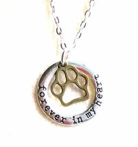 Handmade with Love Pet Loss Necklace Bronze Paw Print Forever in My Hear... - £21.64 GBP