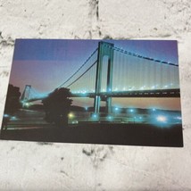 Verrazano Bridge At Night The Narrows Staten Island New York Vtg Postcard  - £5.57 GBP