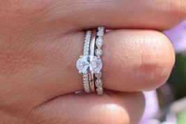 1.2ct Art Deco Oval Ring Set, Engagement Ring Set,Wedding Ring Set,Oval Ring - $110.00