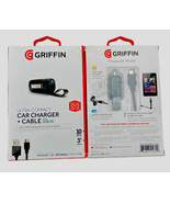 Lot of 2 Griffin PowerJolt Mobile 10W Ultra-Compact Car Charger + 3&#39; Mic... - £9.69 GBP