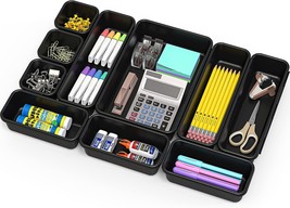 Black Desk Drawer Organizers, 10 Pack, Simple Houseware (3S, 3M, 3L, 1Xl). - $29.96