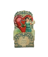 Antique Valentine Fold Out Card 3D Loving Greetings Germany Heart Dove R... - £11.59 GBP
