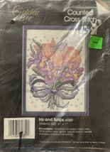 Iris And Tulips Counted Cross Stitch Kit 60359 NEW Golden Bee Stitchery ... - $7.80