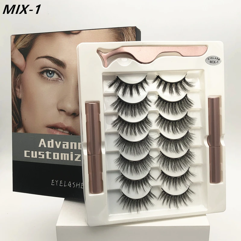  eyelashes two magnetic eyeliners eyelash curler 3d mink false eyelashes waterproof and thumb200