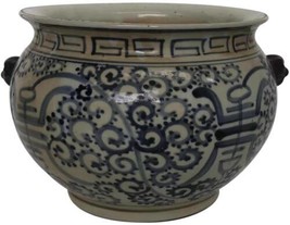Incense Burner Curly Vine Longevity Jar Vase Blue White Porcelain Handmade - $299.00