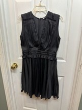 The Kooples Pleated Mini Dress Accentuated Waist Detail Deep V Neck Flar... - $92.55