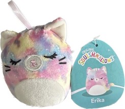 Squishmallows Erika the Cat 4” Plush Dangler Ornament Winter Edition - £9.03 GBP