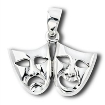 Comedy Tragedy Masks Necklace 925 Sterling Silver Actor Drama Theater Pendant - £20.83 GBP