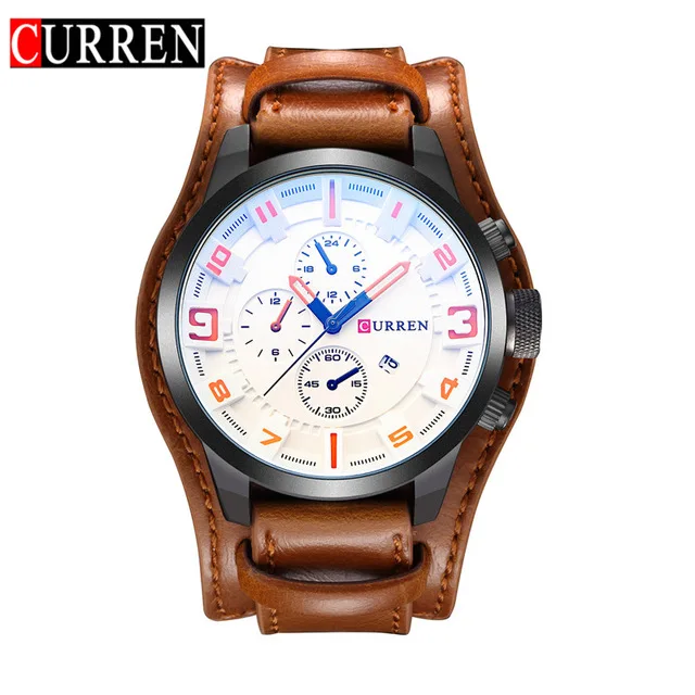 CURREN Watch for men 8225 Top Brand Luxury Leather Strap watch  Male Clock White - $29.18