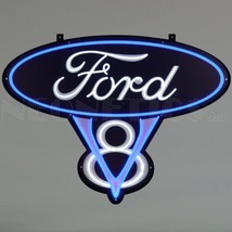 Ford Neon Sign Ford V8 Licensed LED Flex Neon Light in Steel Can - £399.66 GBP