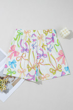 White Colorful Bow Print Pocket Shorts - $231.52 MXN