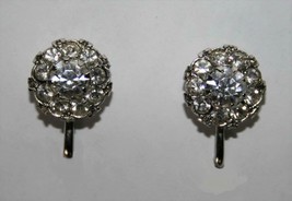 Vintage Signed Coro Sparkling Clear Crystal Screw Back Earrings J340 - £18.87 GBP