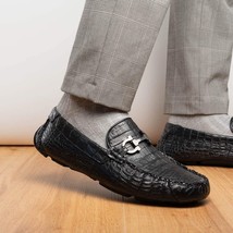 Parma Genuine Caiman Belly Slip On Driving Loafers Black image 11