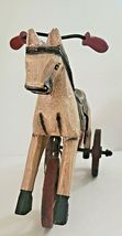 ANTIQUE VINTAGE HAND-CARVED WOODEN HORSE TRICYCLE image 2