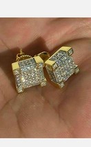 2Ct Simulated Diamond Stud Screw Back Earrings 14k Yellow Gold Plated - £109.32 GBP