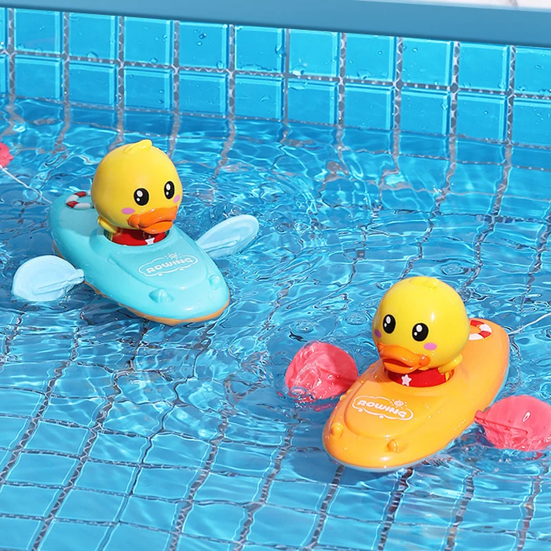 QWZ New 1 Pcs Summer Baby Bath Toy Rowing Boat Duck Swim Floating Water ... - $9.63+