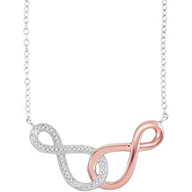 10k Two-tone Rose Gold Womens Round Diamond Infinity Pendant Necklace 1/10 Cttw - £239.00 GBP