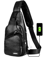 Leather Sling Bag Mens Crossbody Bag Chest Bag Sling Backpack for Men wi... - $451.40 MXN