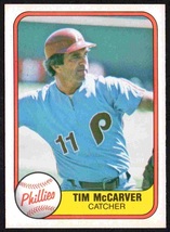 Philadelphia Phillies Tim McCarver 1981 Fleer Baseball Card #27 nr mt - $0.50