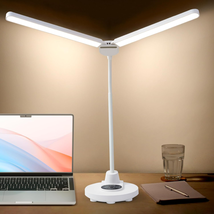 LED Desk Lamp for Home Office, Double Head Table Lamps, Eye Caring Desk Light wi - £37.58 GBP