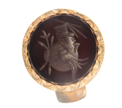 Carved Obsidian Stud Button Cover .75 Inch Diameter Very Old - $168.75 MXN