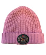 Burberry Crest Patch Wool and Cashmere Beanie Hat Pink One Size - $167.58
