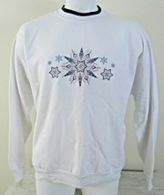 NWT Vintage MCC Energy Glitz Snowflake Sweatshirt White Pullover Womens Size 1X - £15.41 GBP