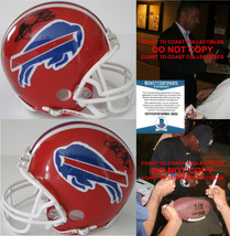Thurman Thomas Andre Reed signed Buffalo Bills mini helmet COA proof Beckett BAS - £194.17 GBP