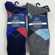 6 Pairs Mens Soft Classic Cotton Fashion Crew Socks 6-12 Argyle Blue Dk ... - £8.14 GBP