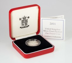 2001 Great Britain Silver One Pound Proof Piedfort Coin, KM P101 - £90.22 GBP