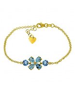 Galaxy Gold GG Blue Topaz Flower Bracelet in 14k Yellow Gold - £395.83 GBP