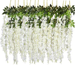 6 Pack 3.75 Feet/Piece Artificial Fake Wisteria Vine, 6Pcs-Large White W... - $31.99