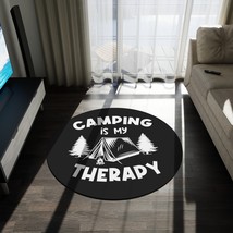 Camping Adventure Black and White Tent 100% Polyester Chenille Round Area Rug - £117.57 GBP