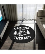 Camping Adventure Black and White Tent 100% Polyester Chenille Round Are... - $150.38