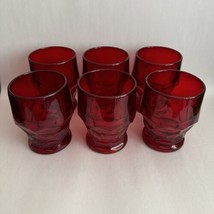 (6) Vintage Viking 8oz Ruby Red Georgian Honeycomb Drinking Glasses Whiskey - $66.16
