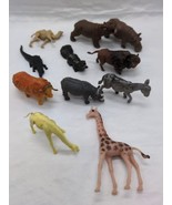 Lot Of (11) Vintage Wildlife Animal Plastic Toys Hippo Skunk Rhino Giraffe - $451.41 MXN
