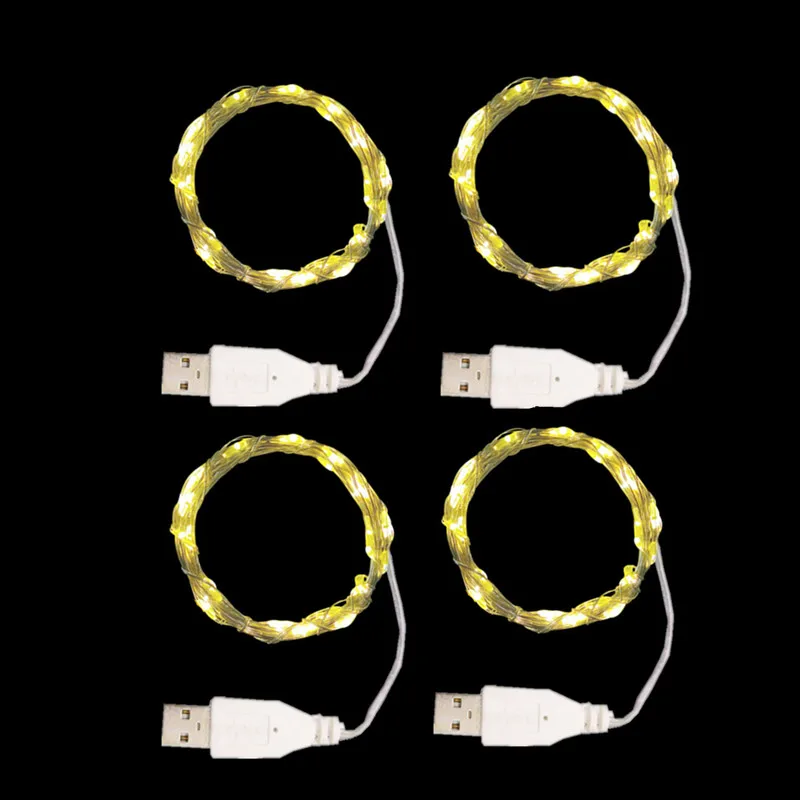 4pcs Led Fairy Lights Copper Wire String Lights Holiday Lamp Gar Luces for Chris - £63.05 GBP