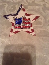 July 4th patriotic flag brooch pin USA Superstar Accessories rhinestones New - £10.17 GBP