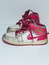 Nike Air Jordan 1 Mid GS Platinum Pink White 555112-109 Size 6Y Womens 7.5 Shoes - £58.91 GBP