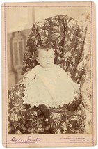 Circa 1890&#39;S Cabinet Card Adorable Little Baby In Chair Gates Photo Watkins, Ny - £7.43 GBP