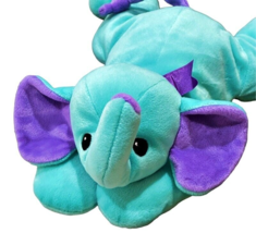 1990s Ty Pillow Pals Squirt Elephant Plush Blue Purple Trunk Up Lucky Vi... - $26.01
